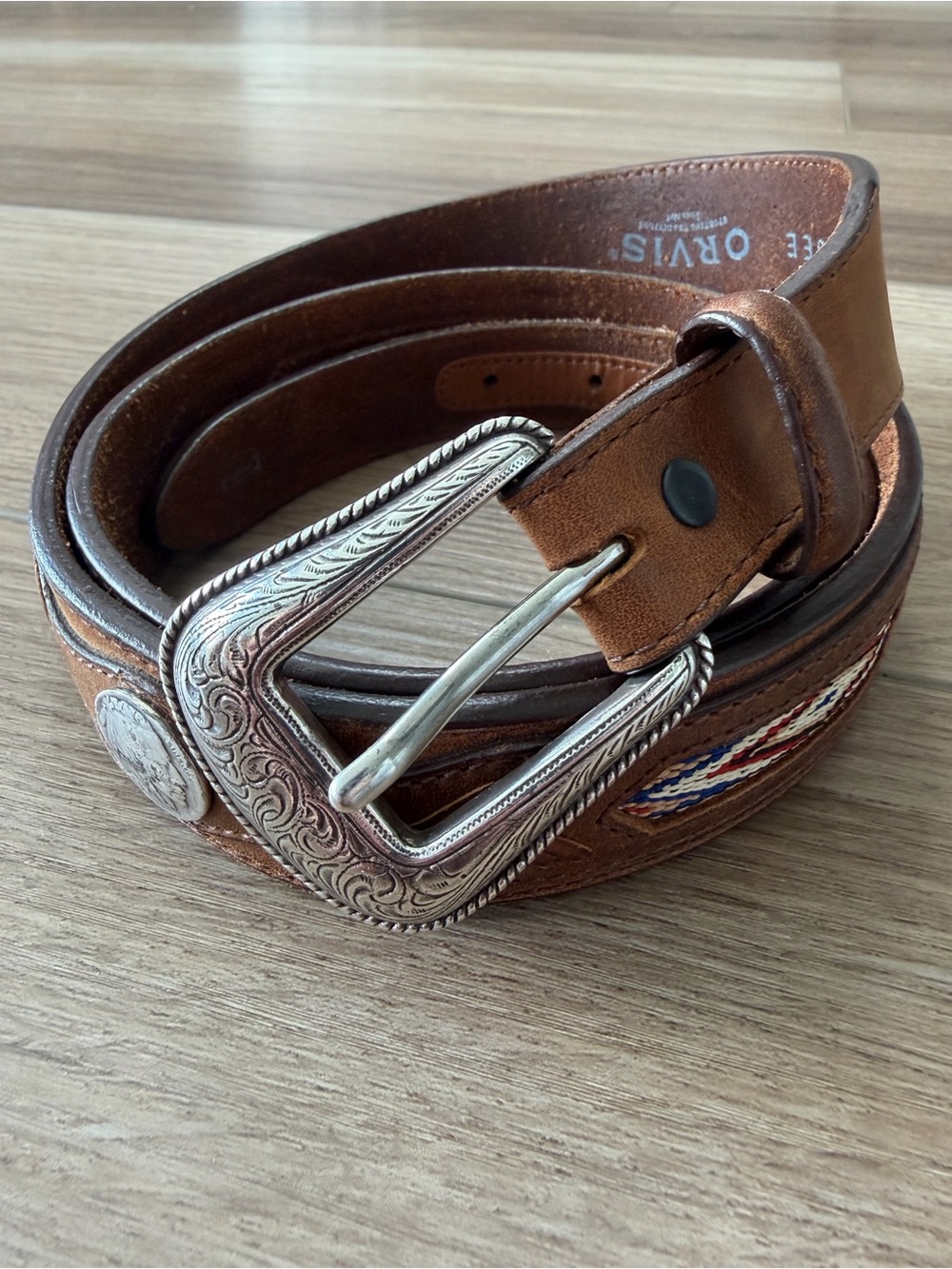 Orvis Buffalo Nickel Aztec Leather Belt size 40